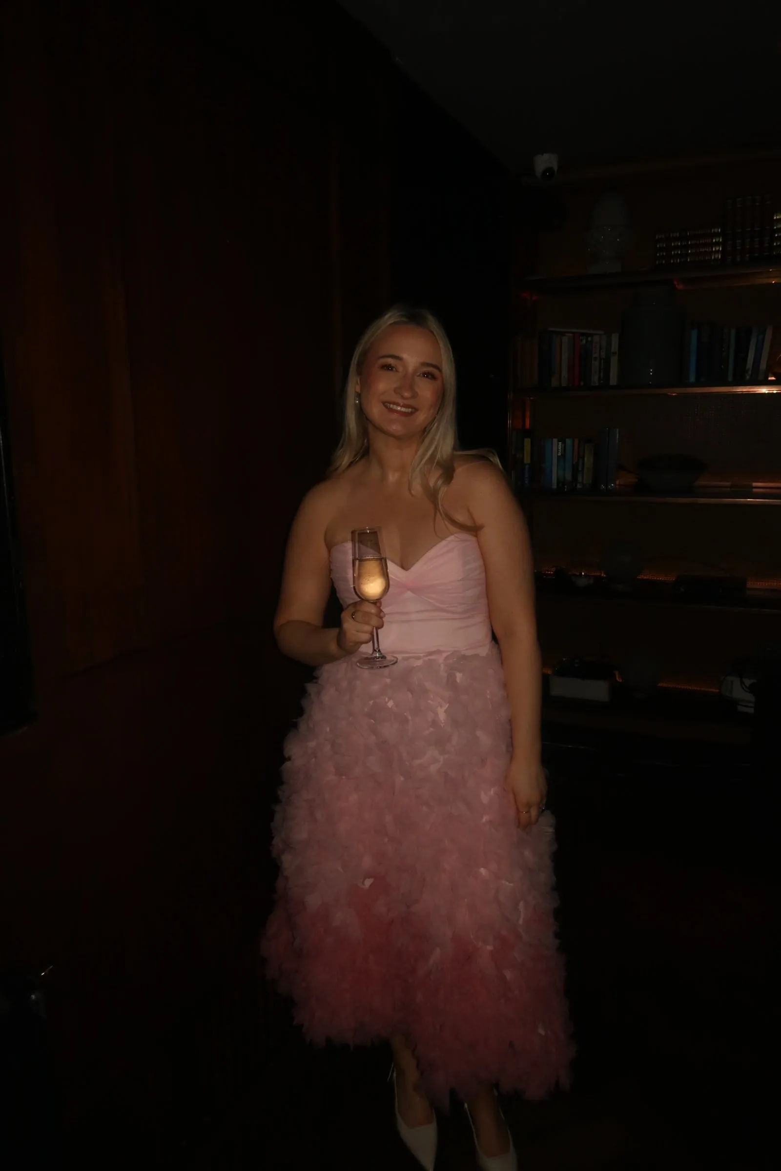 Marchesa Notte Ombre Pink Midi Dress