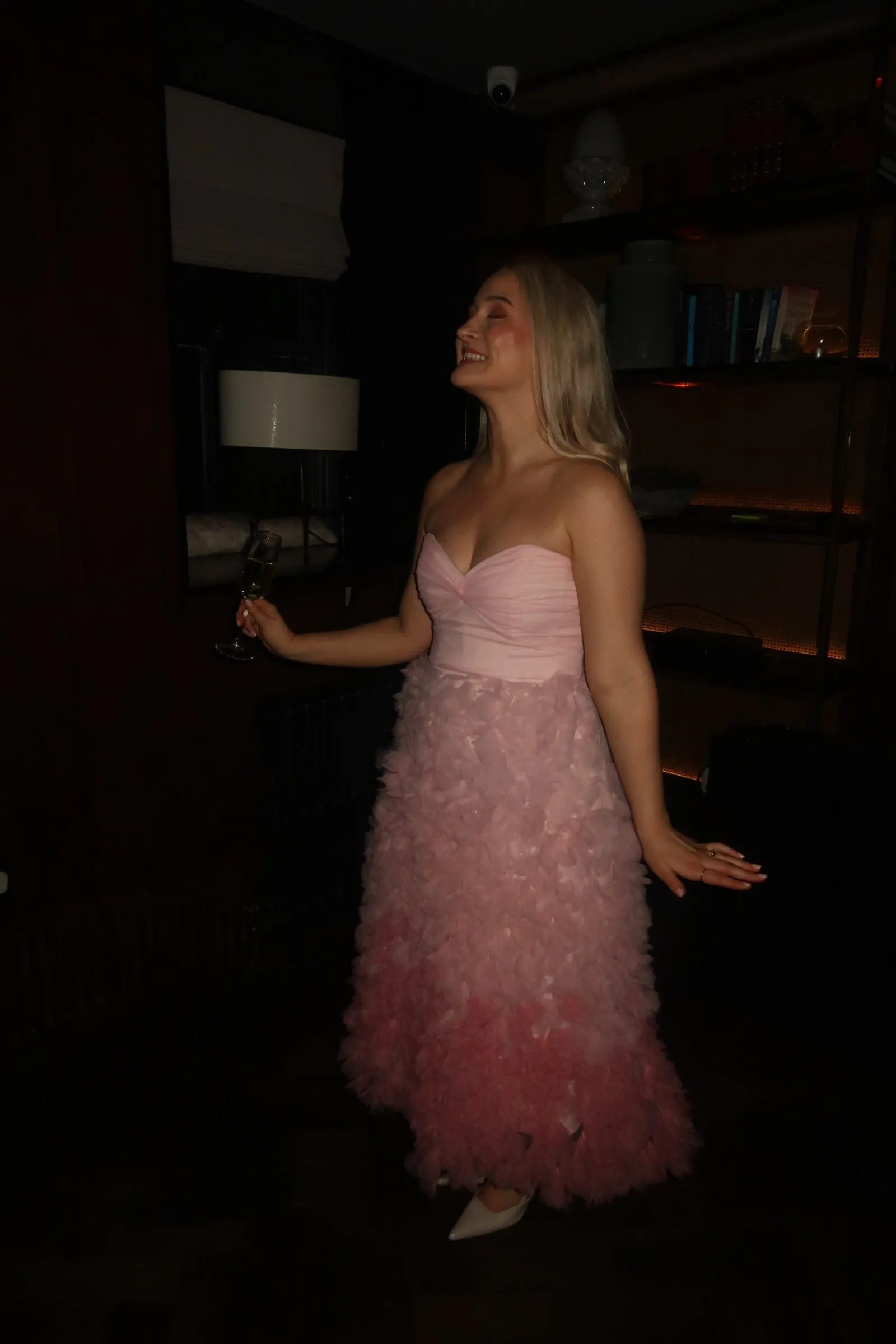 Marchesa Notte Ombre Pink Midi Dress
