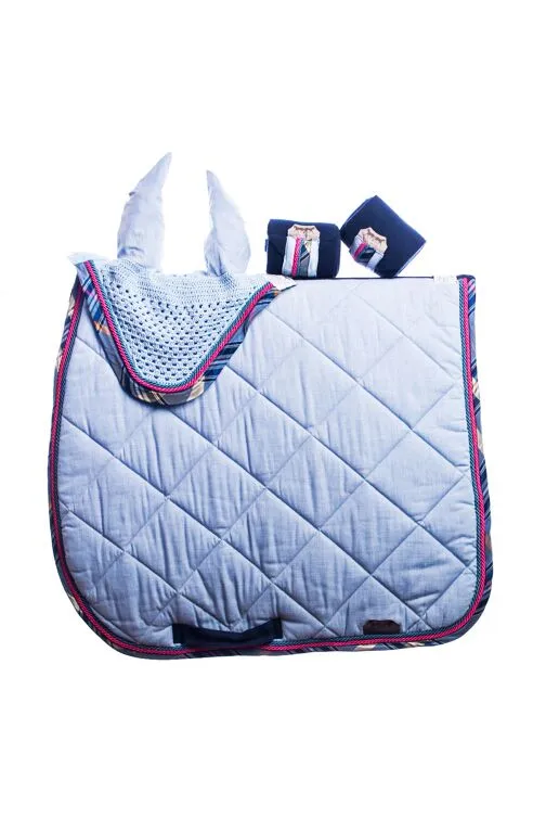 Marta Morgan Fly Ears (Baby Blue with a Navy Tartan trim)