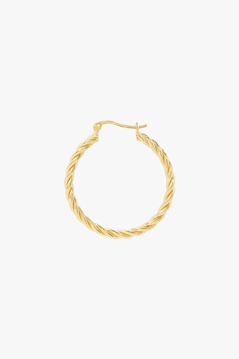 Medium twisted hoop earring gold plated 30mm