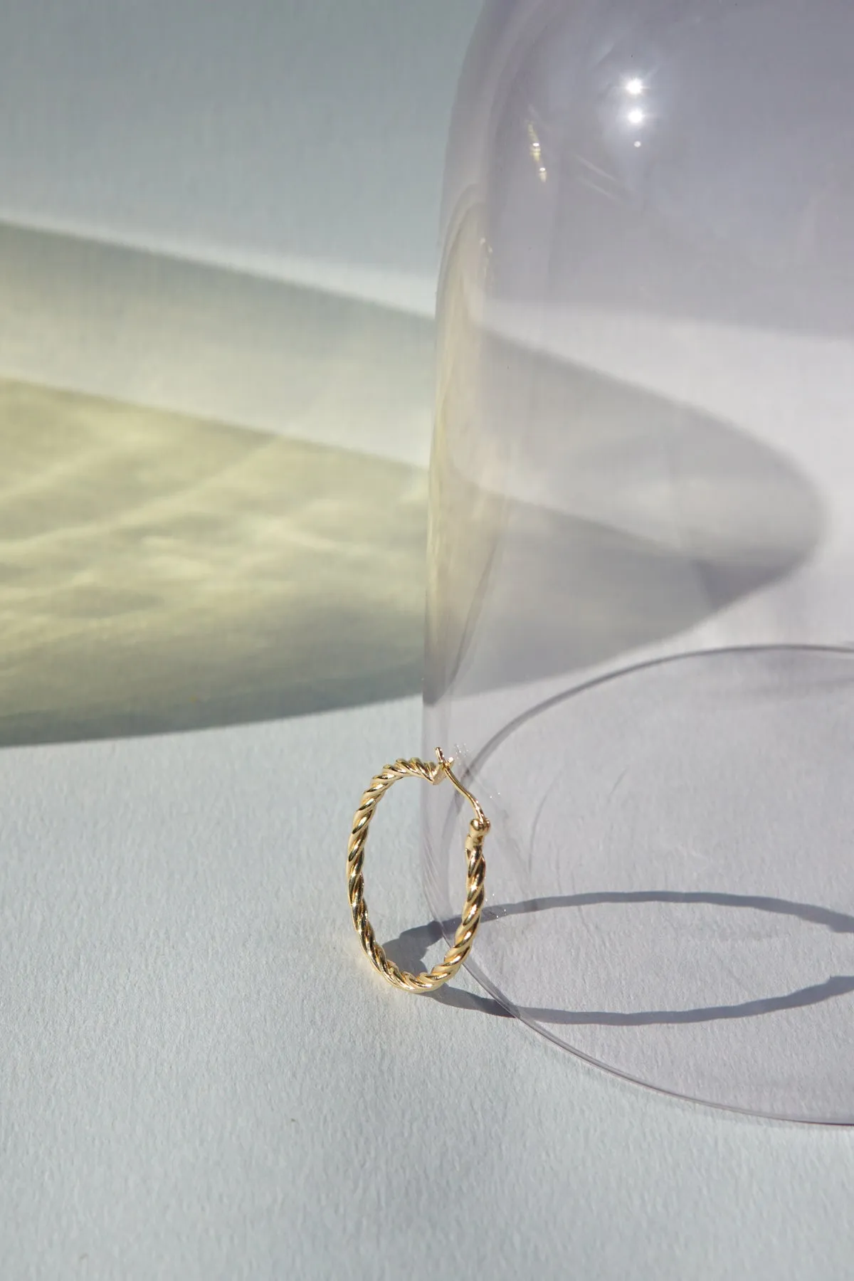 Medium twisted hoop earring gold plated 30mm