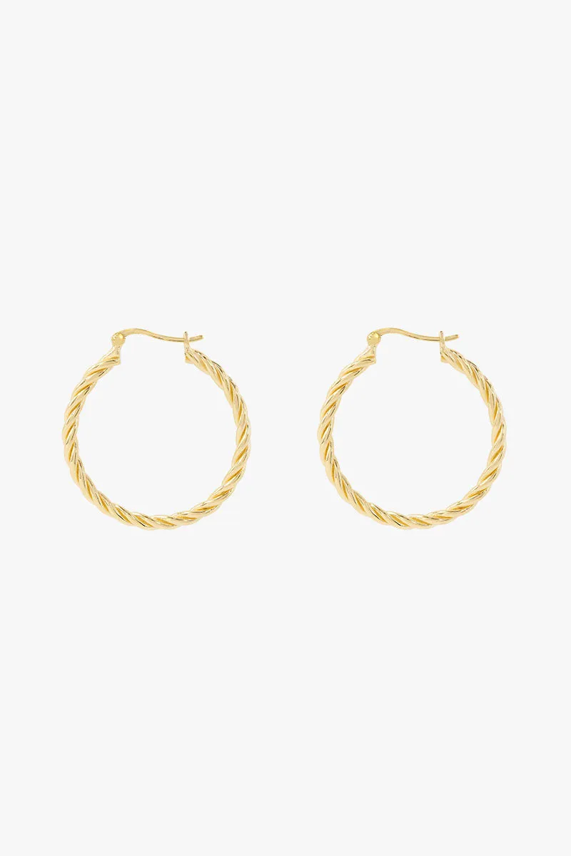 Medium twisted hoop earring gold plated 30mm