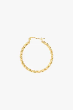 Medium twisted hoop earring gold plated 30mm