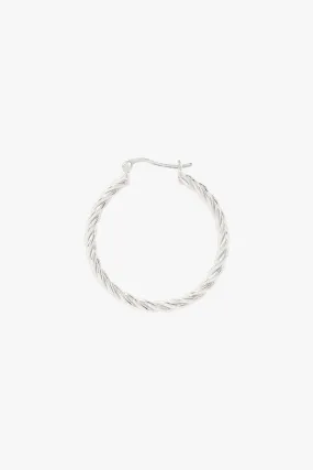 Medium twisted hoop earring silver 30mm