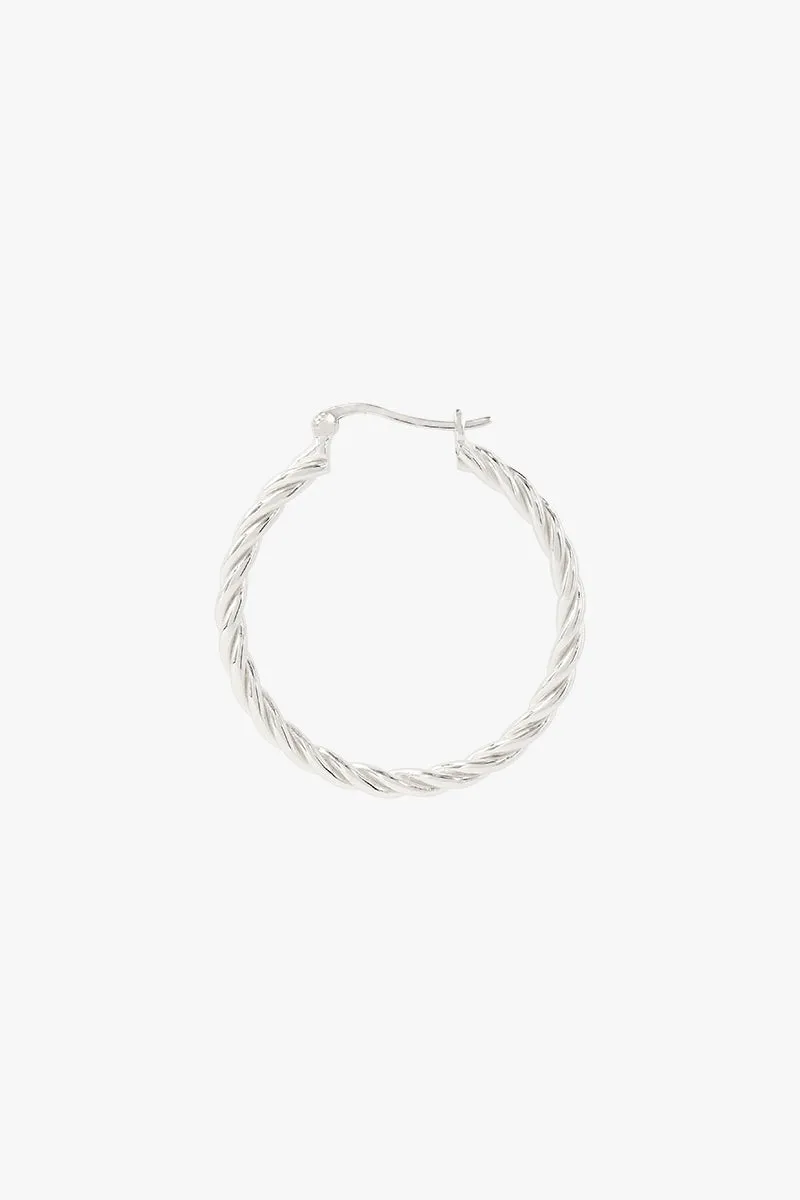 Medium twisted hoop earring silver 30mm
