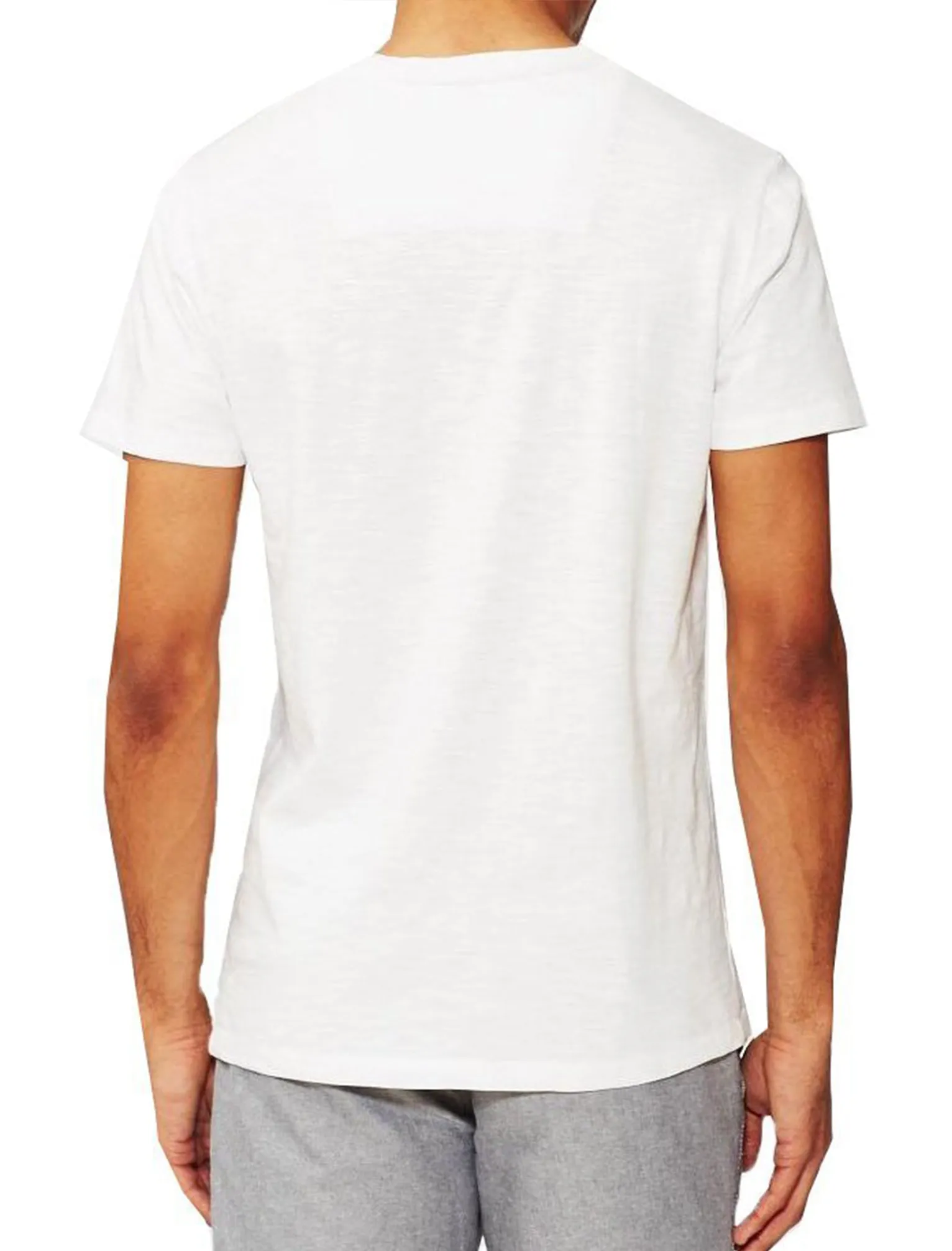 Mens Cody Slub Granddad Style T-Shirt in White
