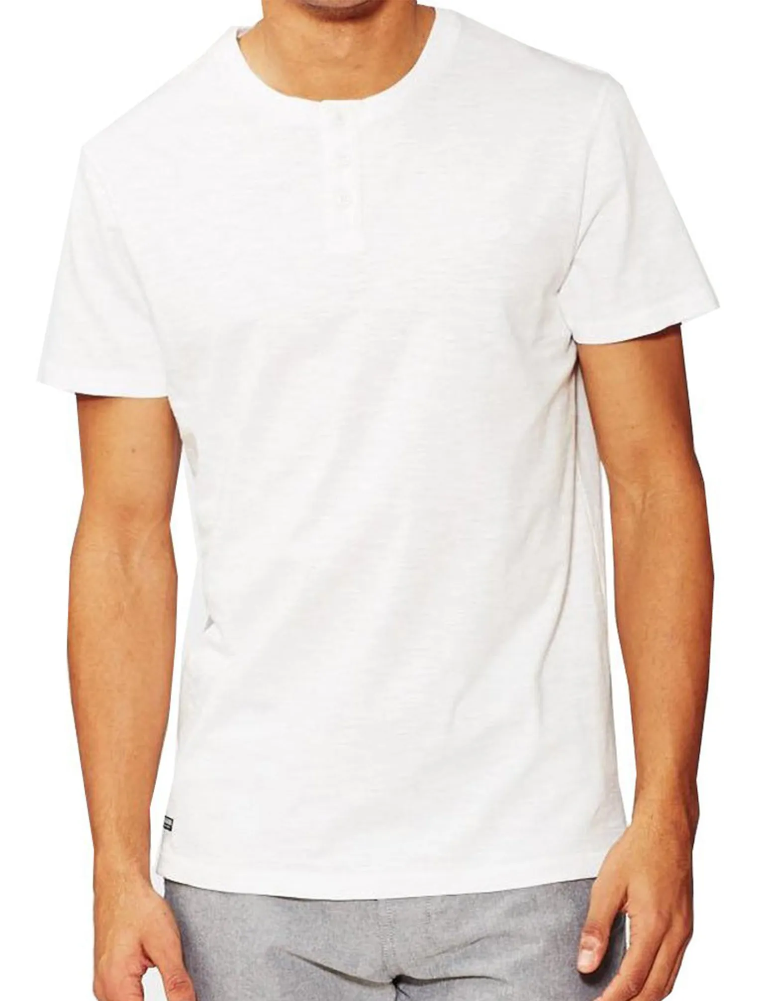 Mens Cody Slub Granddad Style T-Shirt in White