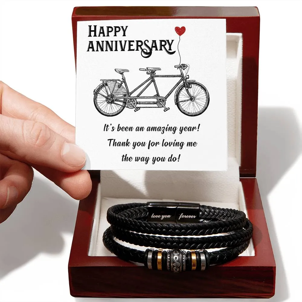 Men's "Love You Forever" Bracelet, Happy Anniversary its been an amazing years