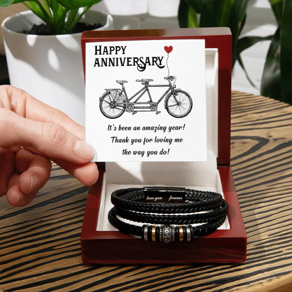 Men's "Love You Forever" Bracelet, Happy Anniversary its been an amazing years