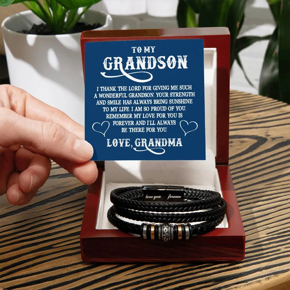 Men's "Love You Forever" Bracelet, To My GrandSon - I thank The LORD for giving me such