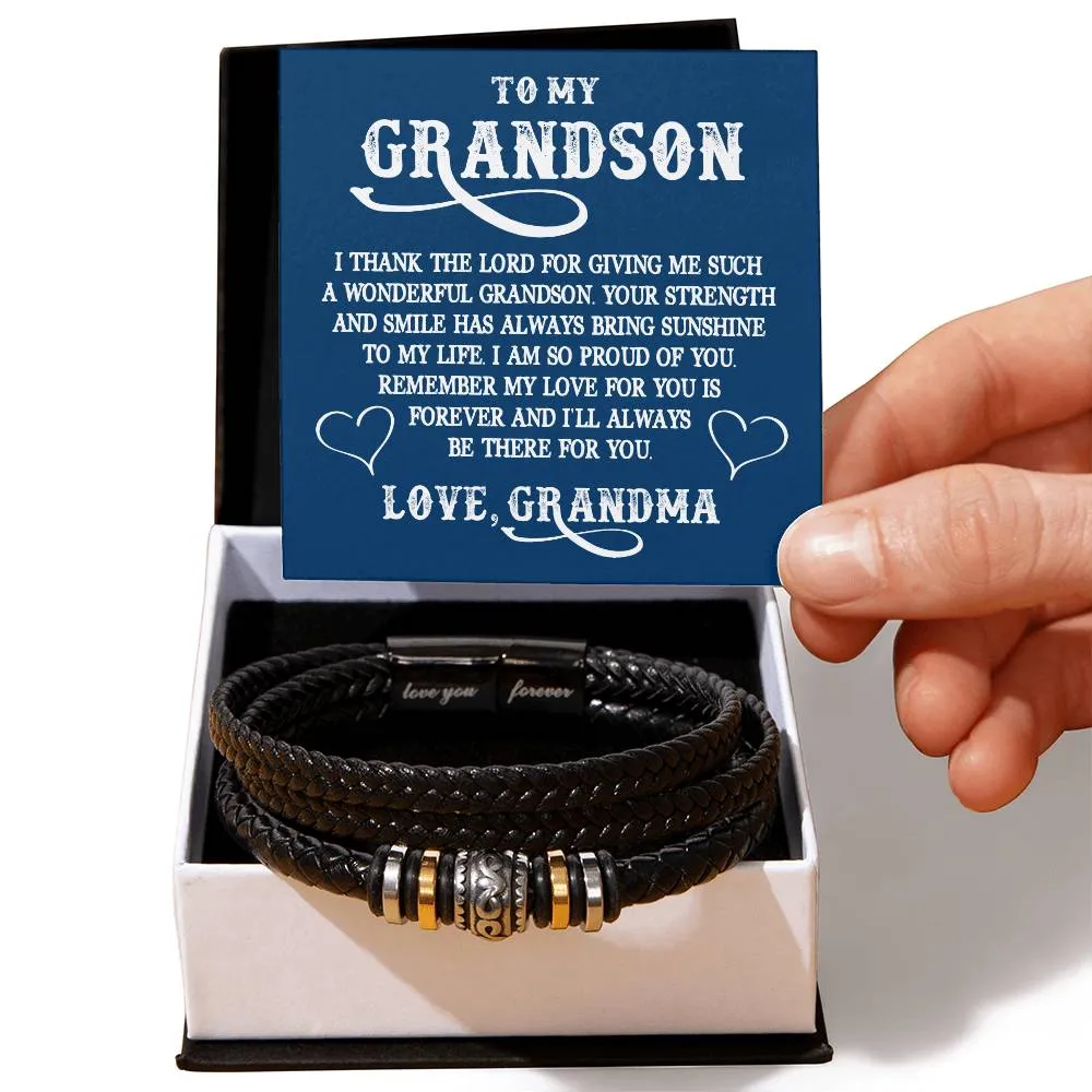 Men's "Love You Forever" Bracelet, To My GrandSon - I thank The LORD for giving me such