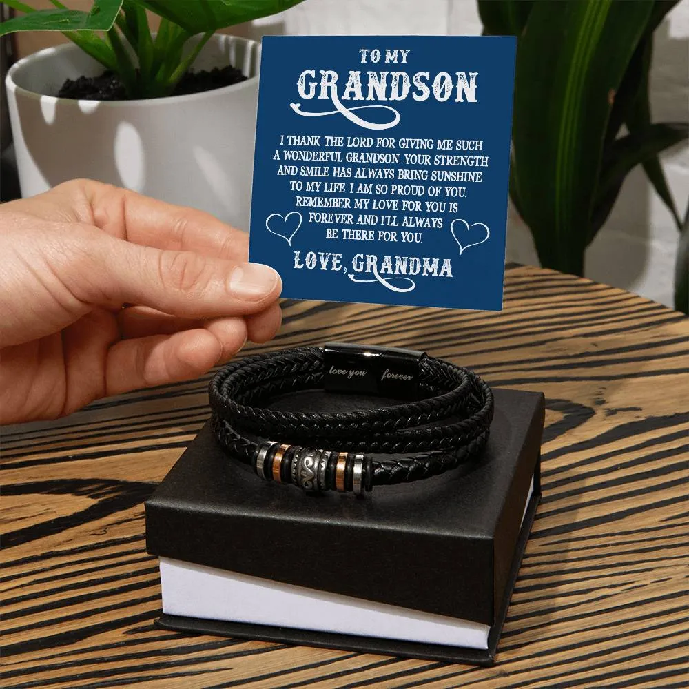 Men's "Love You Forever" Bracelet, To My GrandSon - I thank The LORD for giving me such