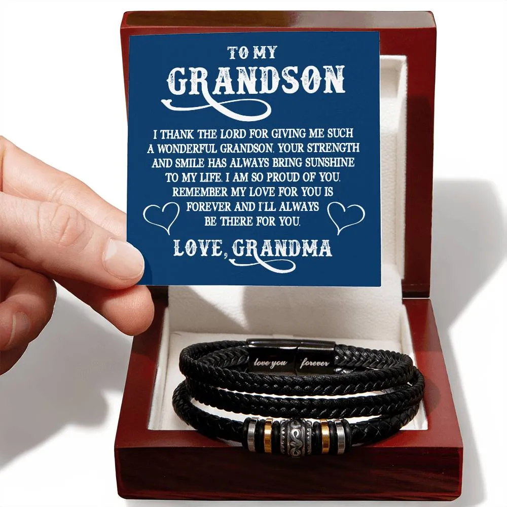 Men's "Love You Forever" Bracelet, To My GrandSon - I thank The LORD for giving me such