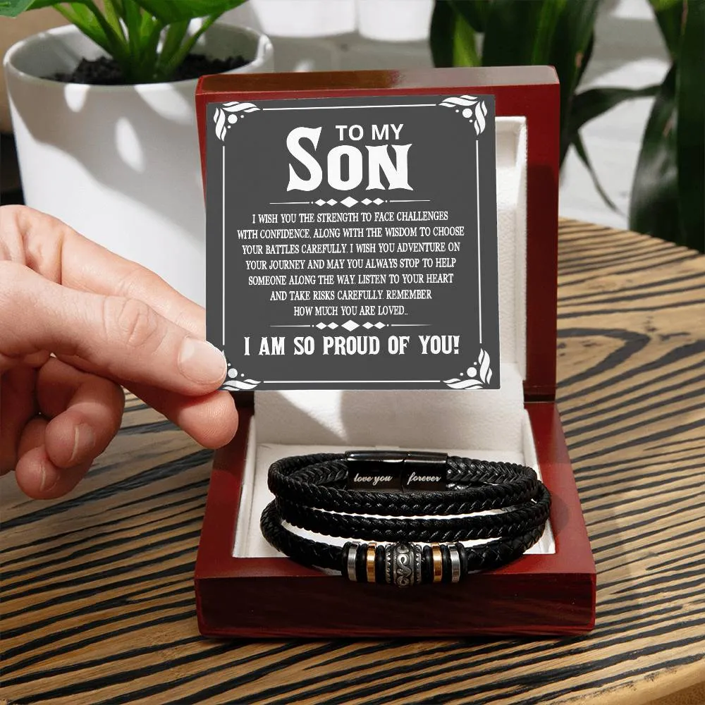 Men's "Love You Forever" Bracelet, To My Son - I wish you the strength to face challenges