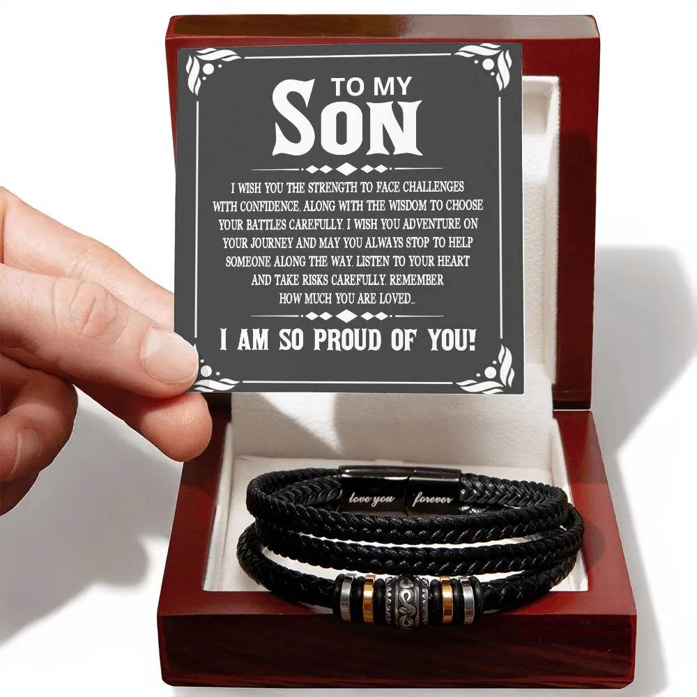 Men's "Love You Forever" Bracelet, To My Son - I wish you the strength to face challenges