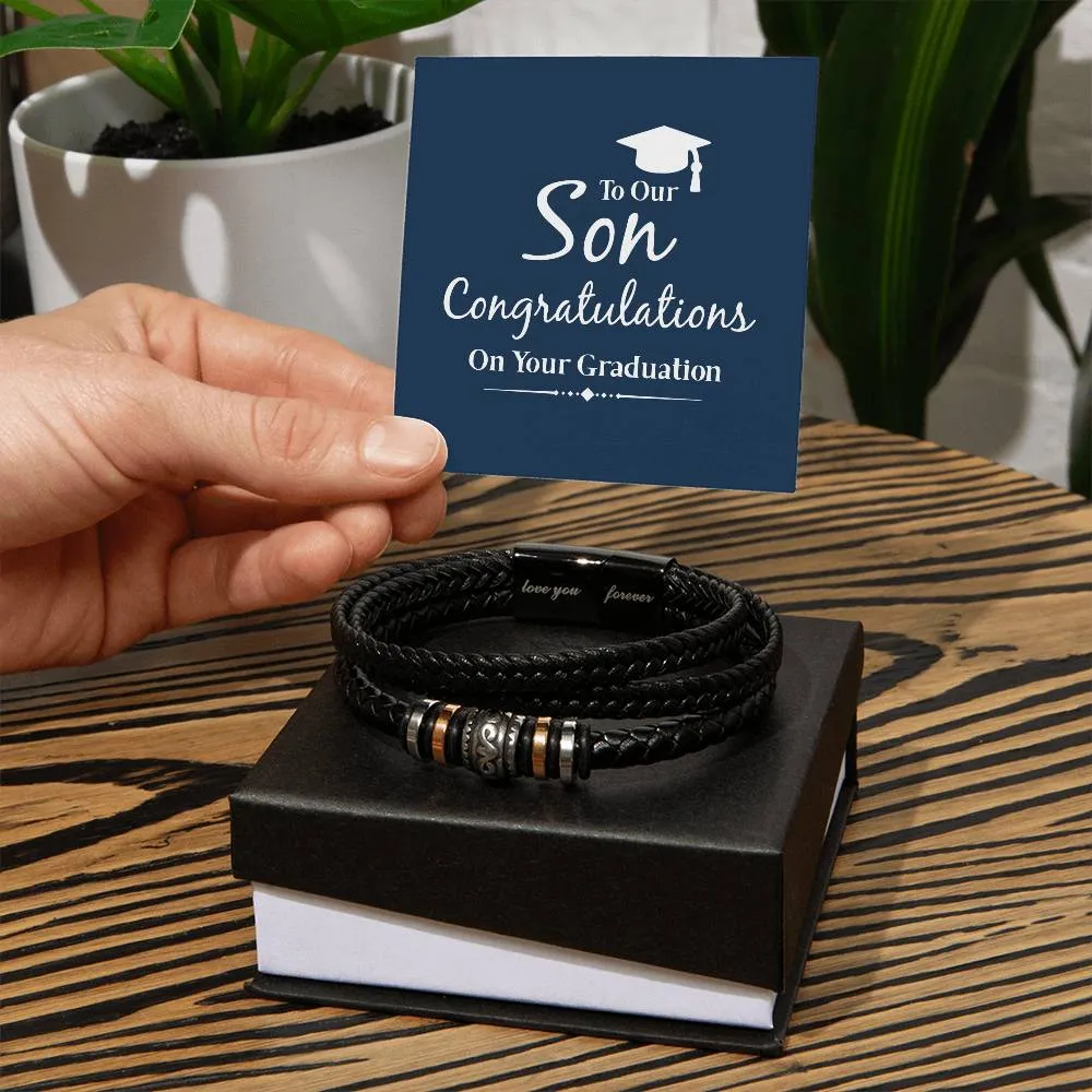 Men's "Love You Forever" Bracelet, to our son congratulations on your graduation