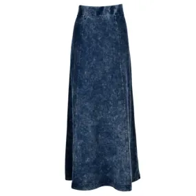 Mineral Wash Long Skirt: Blue