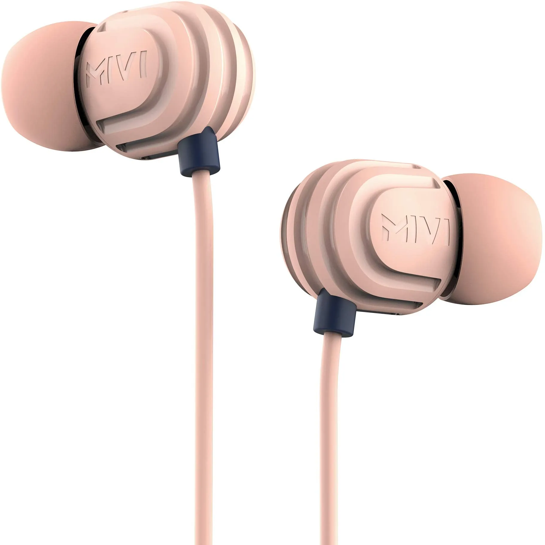 Mivi Rock and Roll E5 Wired In Ear Earphones with HD Sound and Extra Powerful Bass with Mic, Tangle Free & Extra Length Cable | Earphones for Mobile | Beige