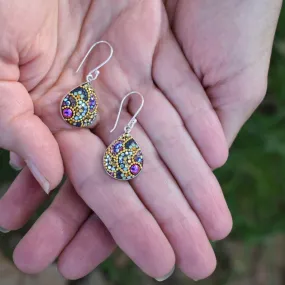 Mosaic Crystal Earrings, Teardrop Large