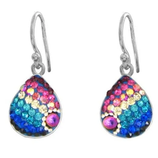 Mosaic Crystal Earrings, Teardrop, Small