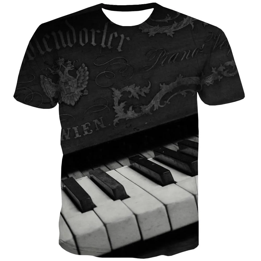 Music T-shirt Men Instrument Tshirt Printed Retro Tshirts Cool Electronic T shirts Funny