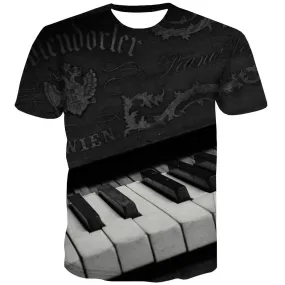 Music T-shirt Men Instrument Tshirt Printed Retro Tshirts Cool Electronic T shirts Funny