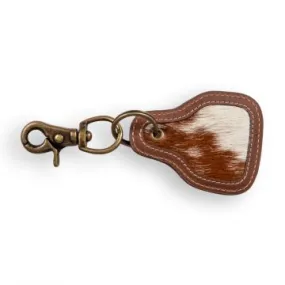 Myra Bag: "PONY BROOK KEY FOB IN BROWN & WHITE"