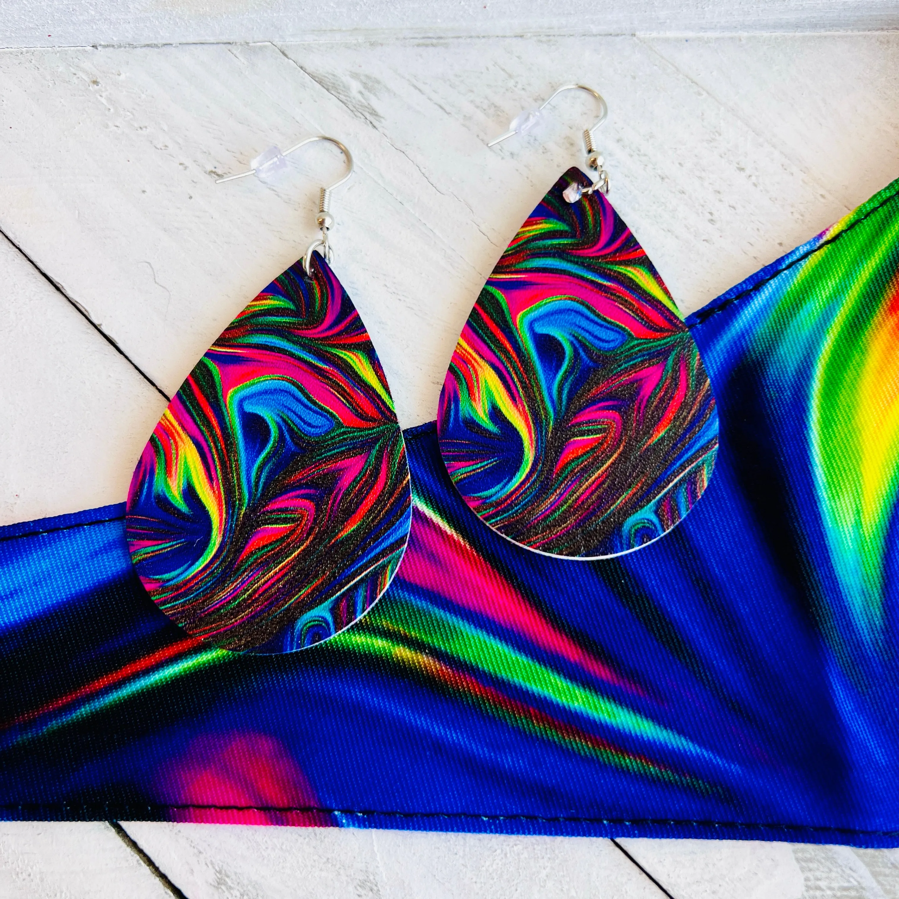 Neon Taffy Faux Leather Teardrop Ear Bling Two Styles Available