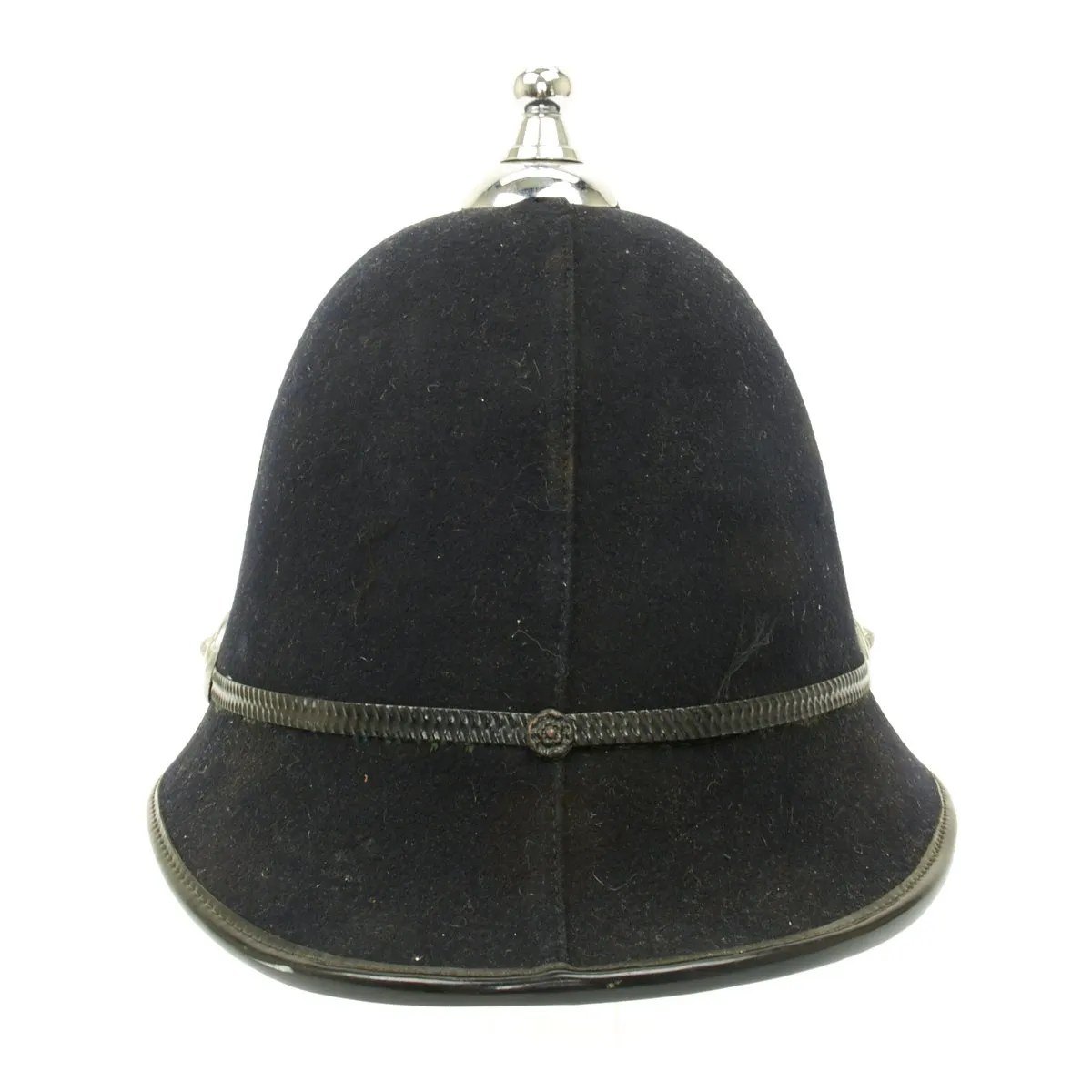 Original British Bobby Police Helmet with Rare Ball Top from West Riding Constabulary