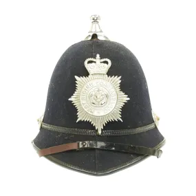 Original British Bobby Police Helmet with Rare Ball Top from West Riding Constabulary