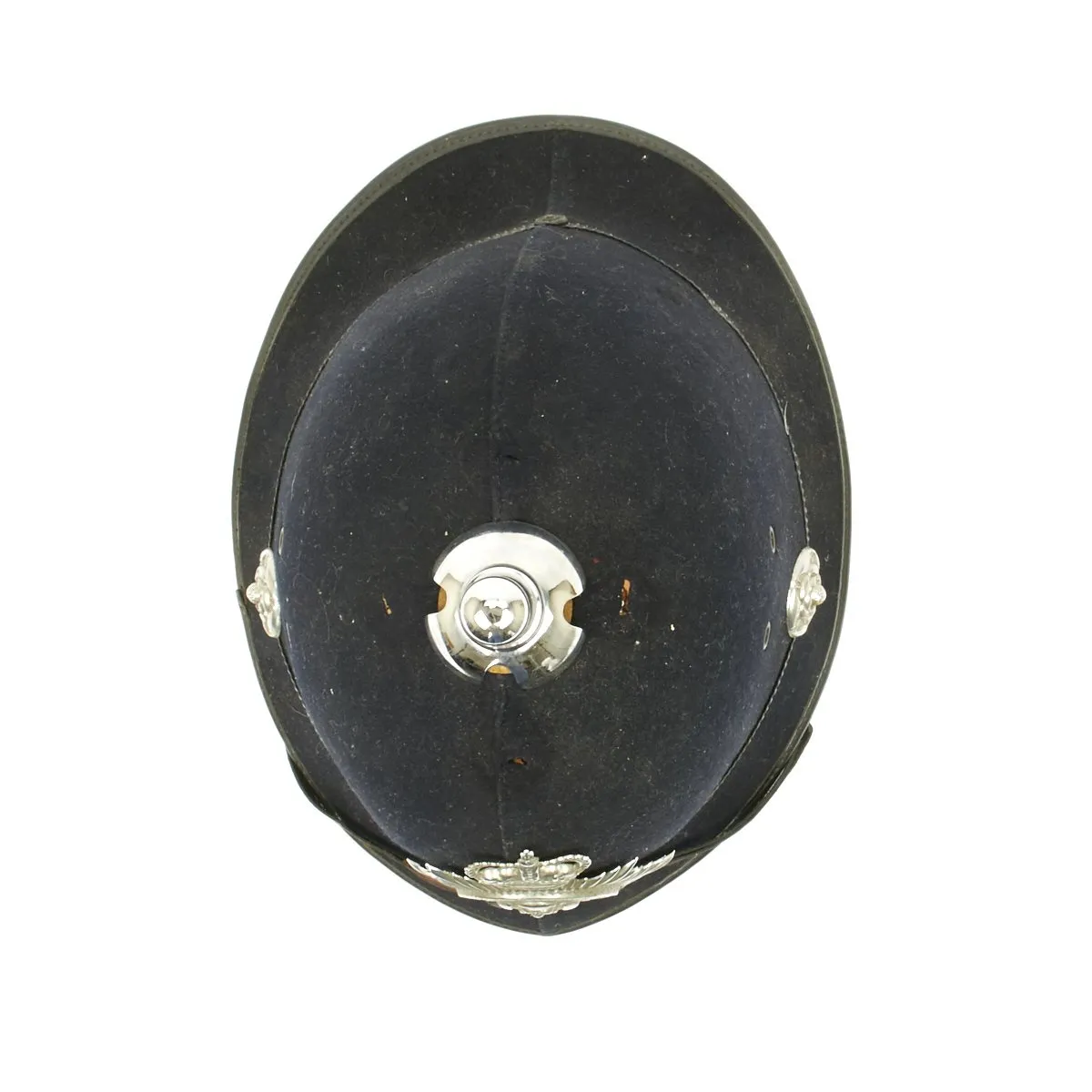 Original British Bobby Police Helmet with Rare Ball Top from West Riding Constabulary