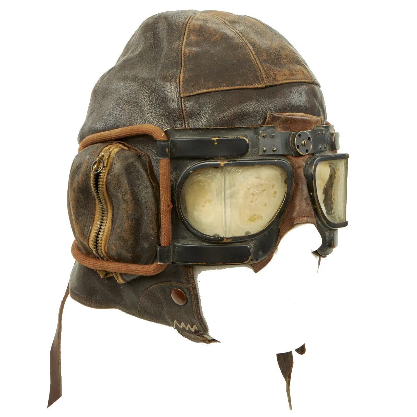 Original British RAF Battle of Britain 1939 Dated and Named Type B Flying Helmet by Wareing with MK IVB Goggles