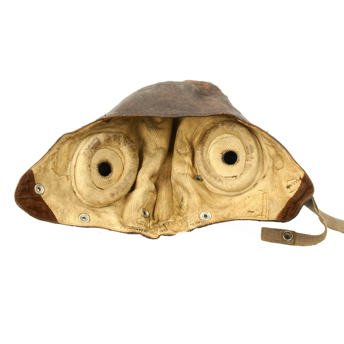 Original British WWII 2nd Pattern Royal Navy Fleet Air Arm Fighter Pilot Type C Leather Flying Helmet With Gosport Tubes and Blue Tint Goggles