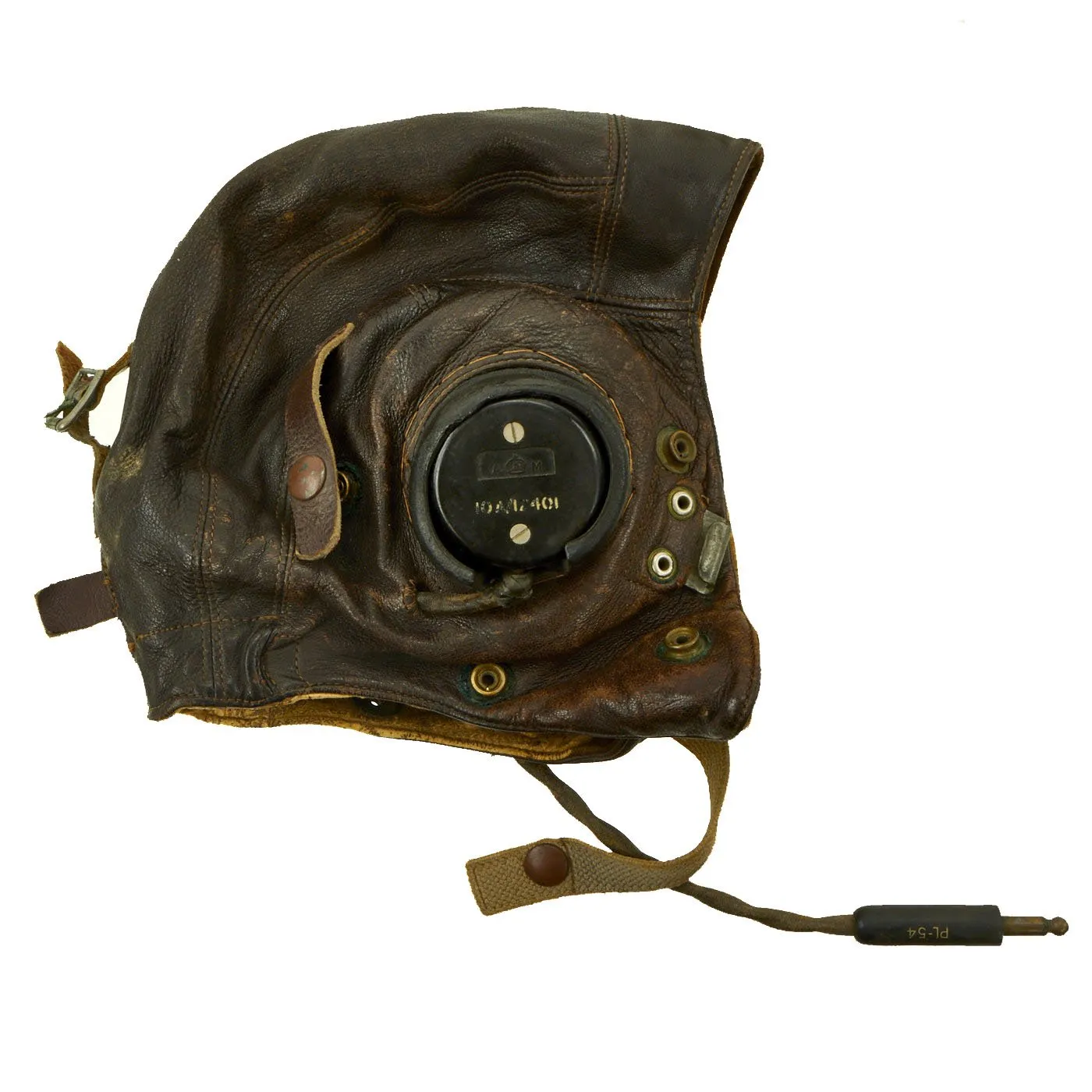 Original British WWII RAF Named Type C Leather Flying Helmet with Mk VIII Goggles and Receivers