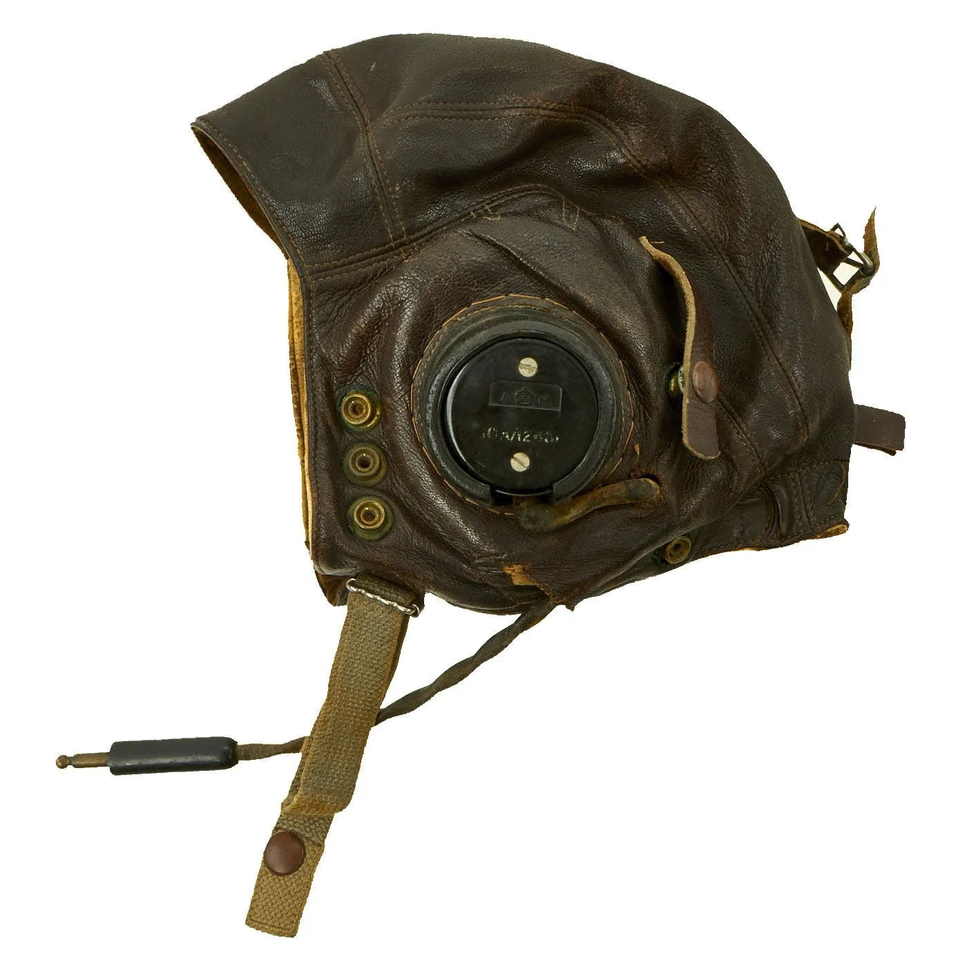 Original British WWII RAF Named Type C Leather Flying Helmet with Mk VIII Goggles and Receivers