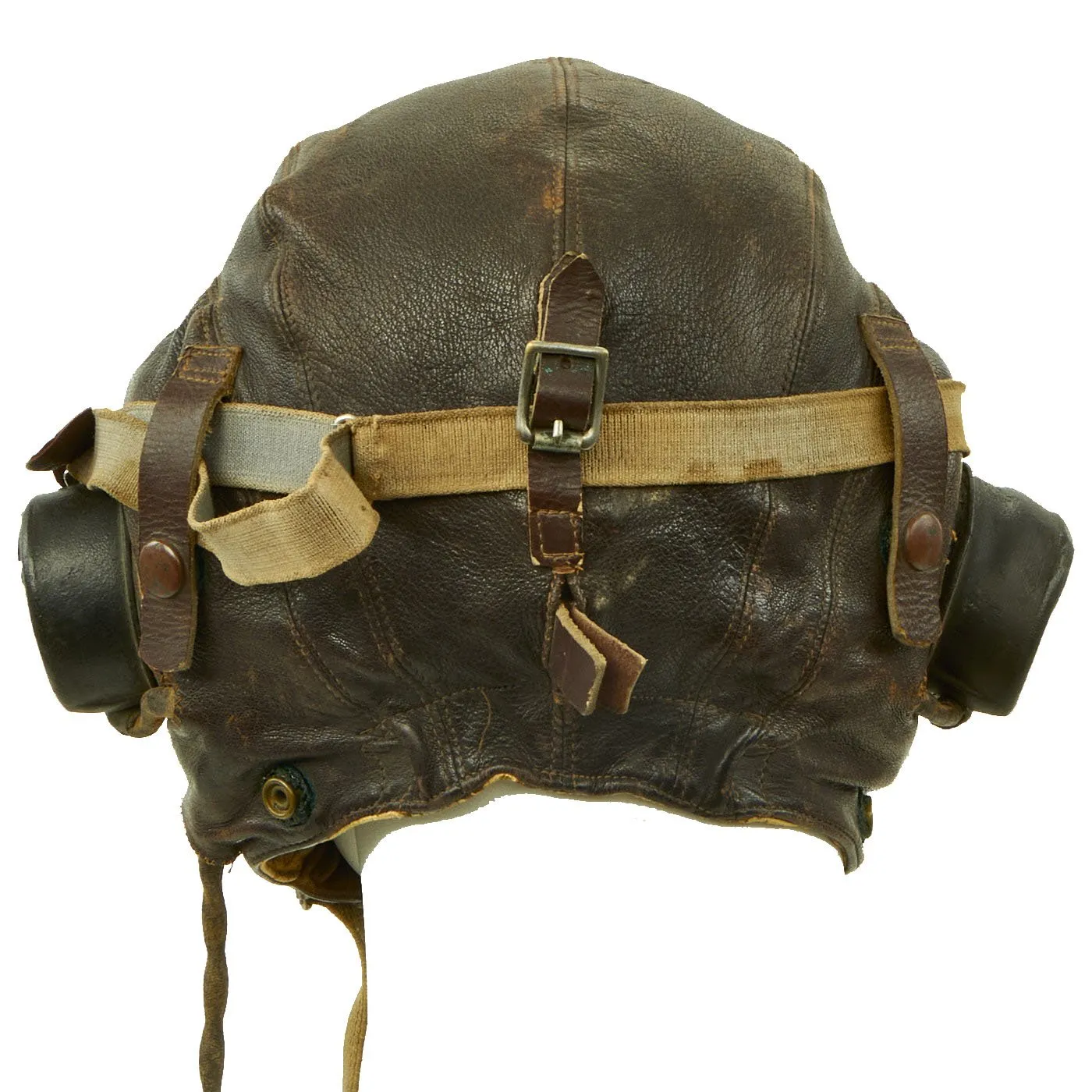Original British WWII RAF Named Type C Leather Flying Helmet with Mk VIII Goggles and Receivers