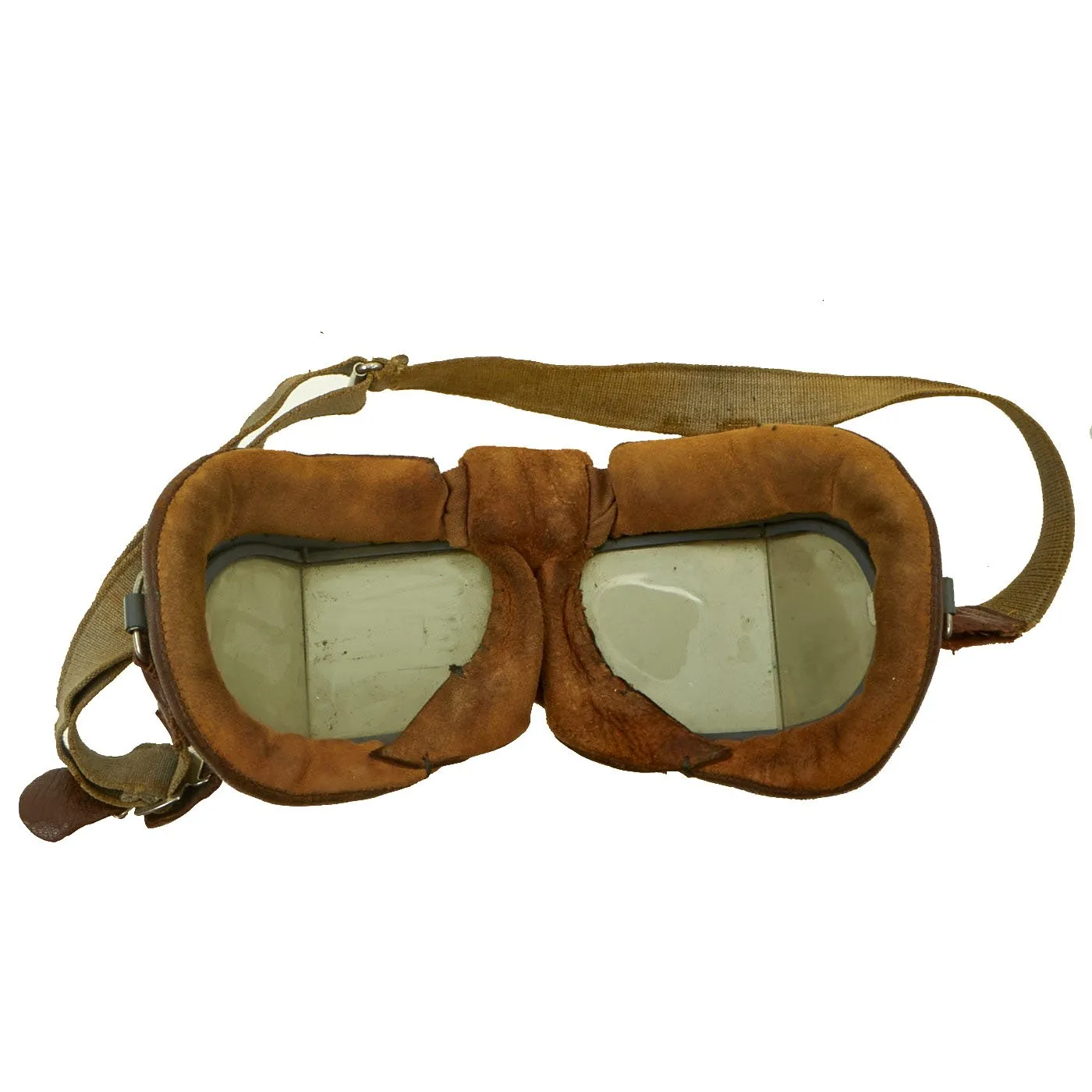 Original British WWII RAF Named Type C Leather Flying Helmet with Mk VIII Goggles and Receivers