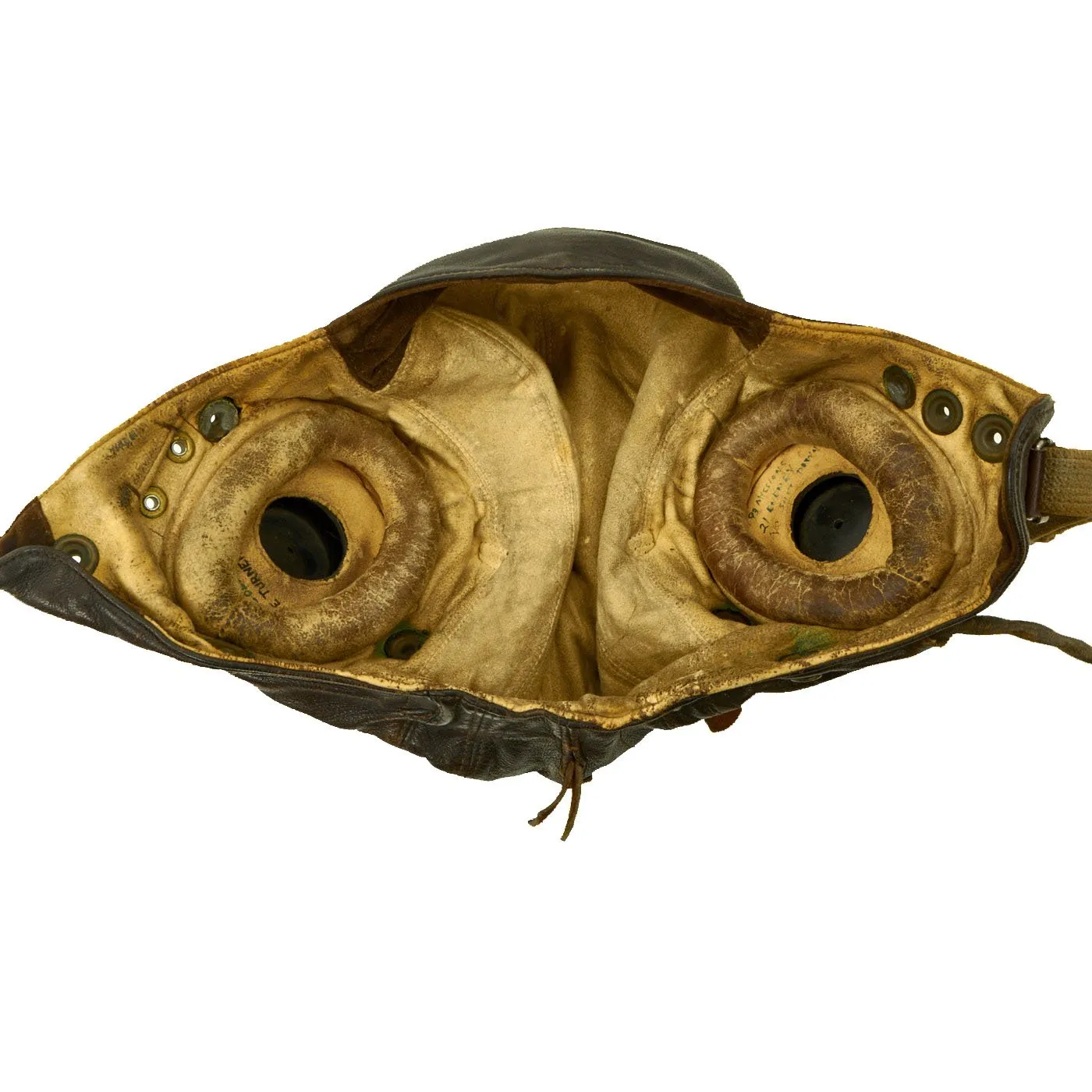 Original British WWII RAF Named Type C Leather Flying Helmet with Mk VIII Goggles and Receivers