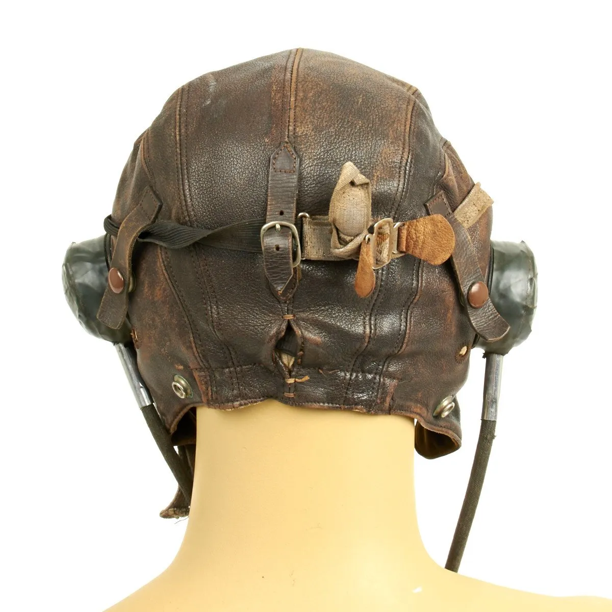 Original British WWII RAF Named Type C Leather Flying Helmet with Mk VIII Goggles - S. BAKER