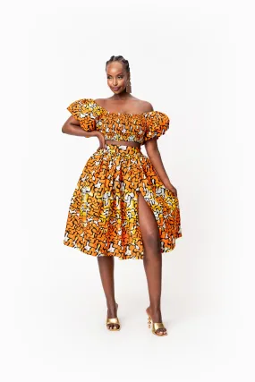 OTTI African Print Midi Skirt