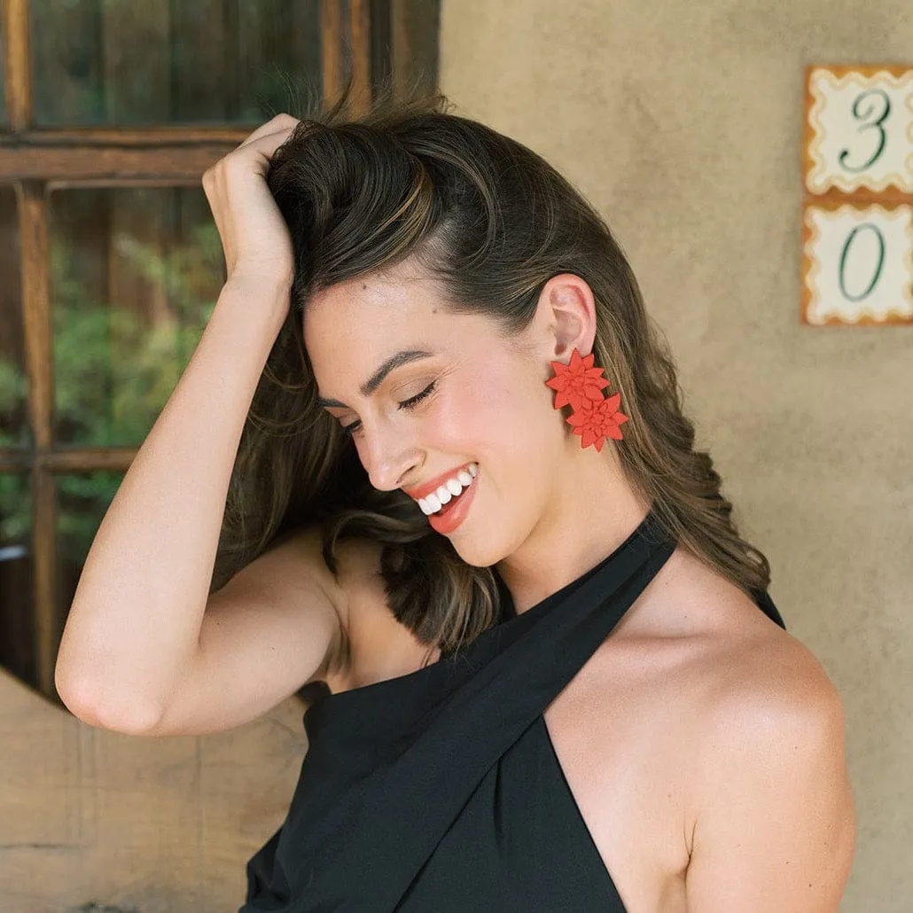 Painted Poinsettia Earrings