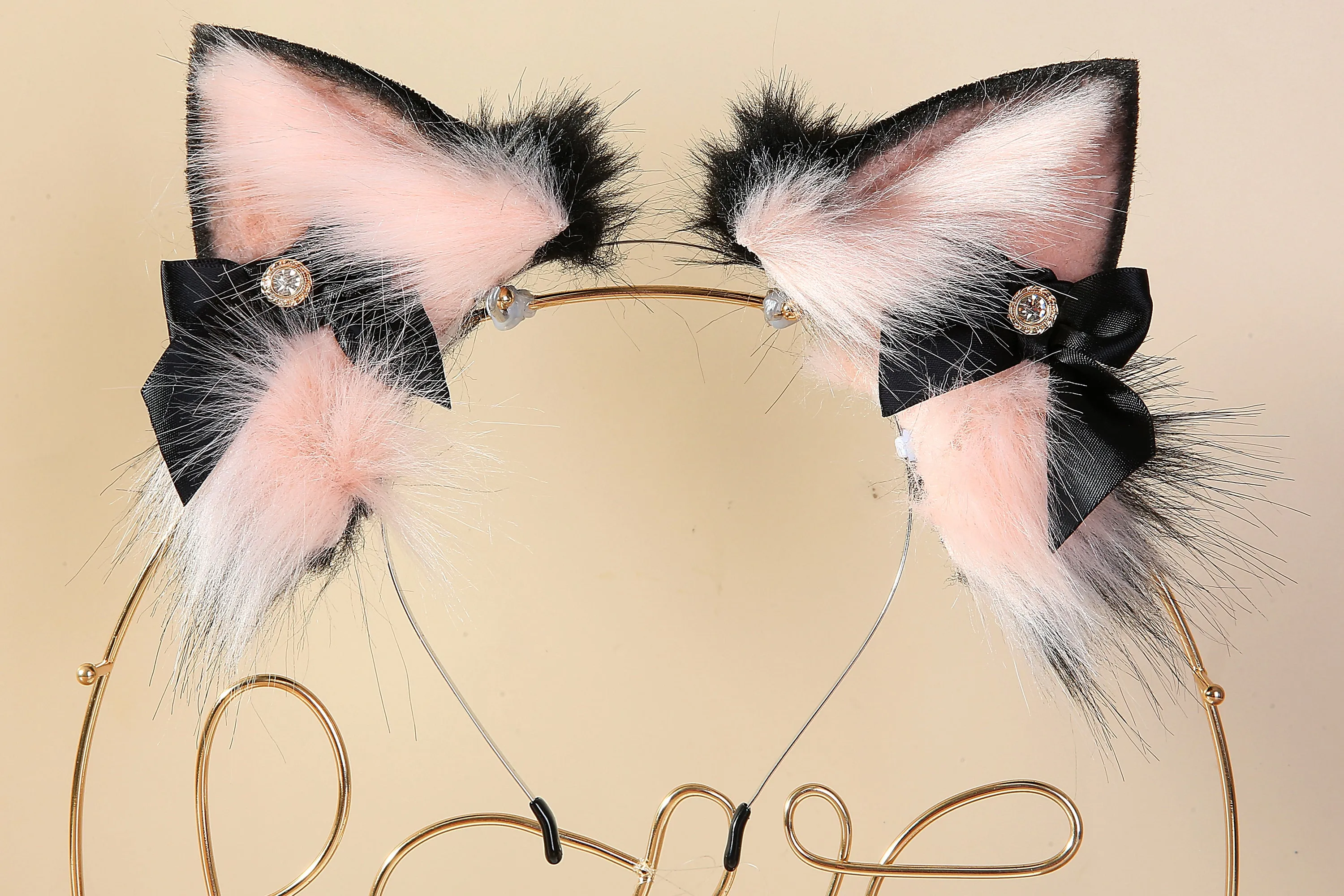 Pink black fox ear and tail set fox ear and fox tail butt plug set sextoy wolf ear and tail plug  set bdsm anime cosplay ear and tail mature
