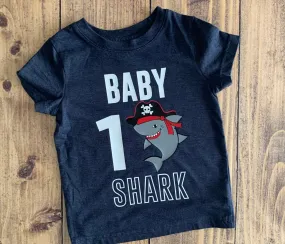 Pirate Shark Birthday Boy Shirt, Personalize Any Theme, Cute Family Birthday Shirts