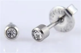 Pre-Sterilised Hypoallergenic Titanium 2mm Earrings Clear (1 pair) - 71-204