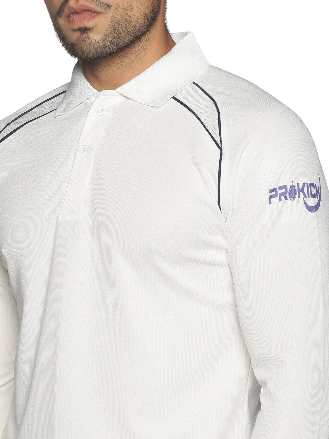 Prokick Cricket White Full Sleeve T-Shirt