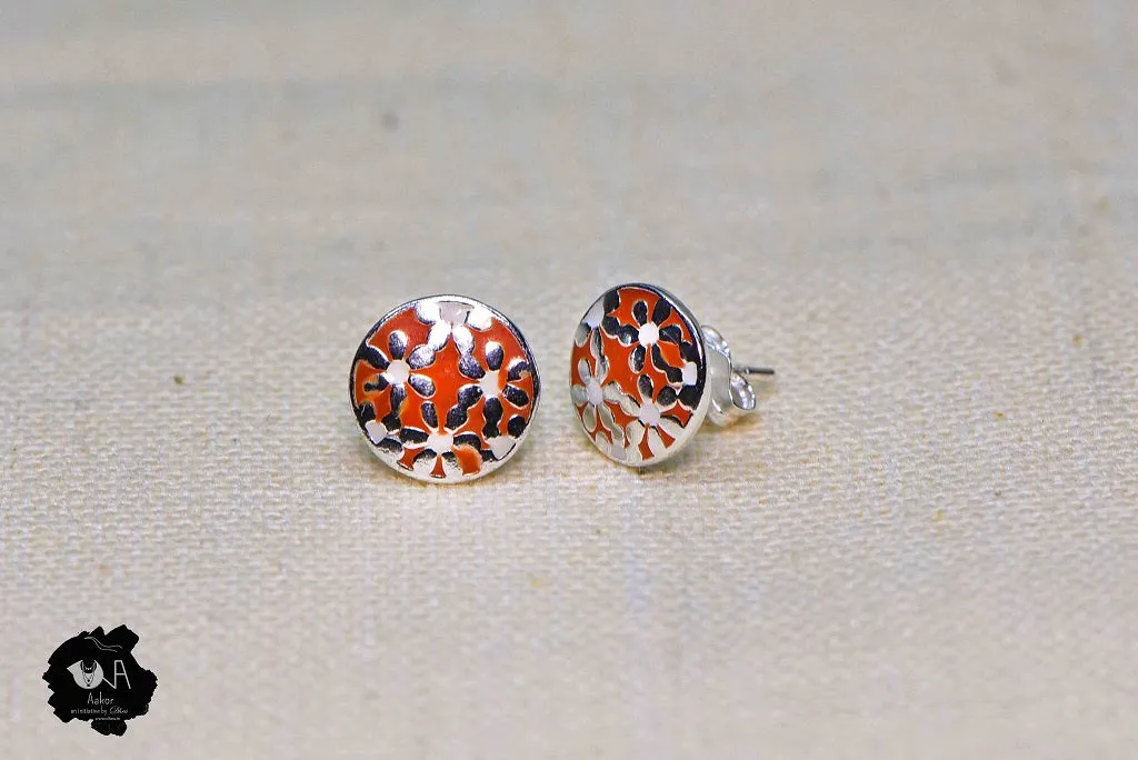 Pure Silver Minakari Studs