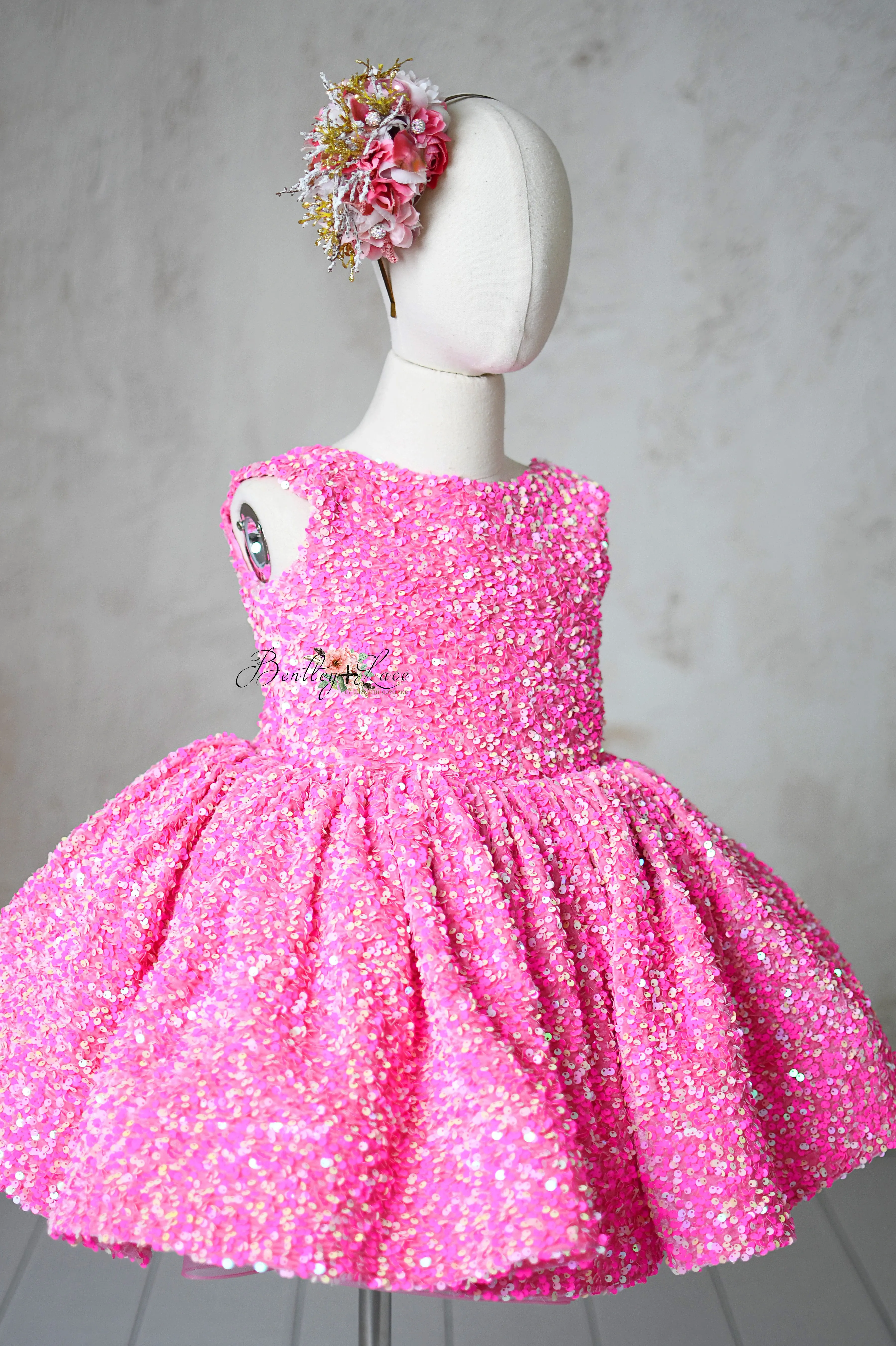 "Retro" Pink Candy Petal  Length Dress (6 year- 7 year)