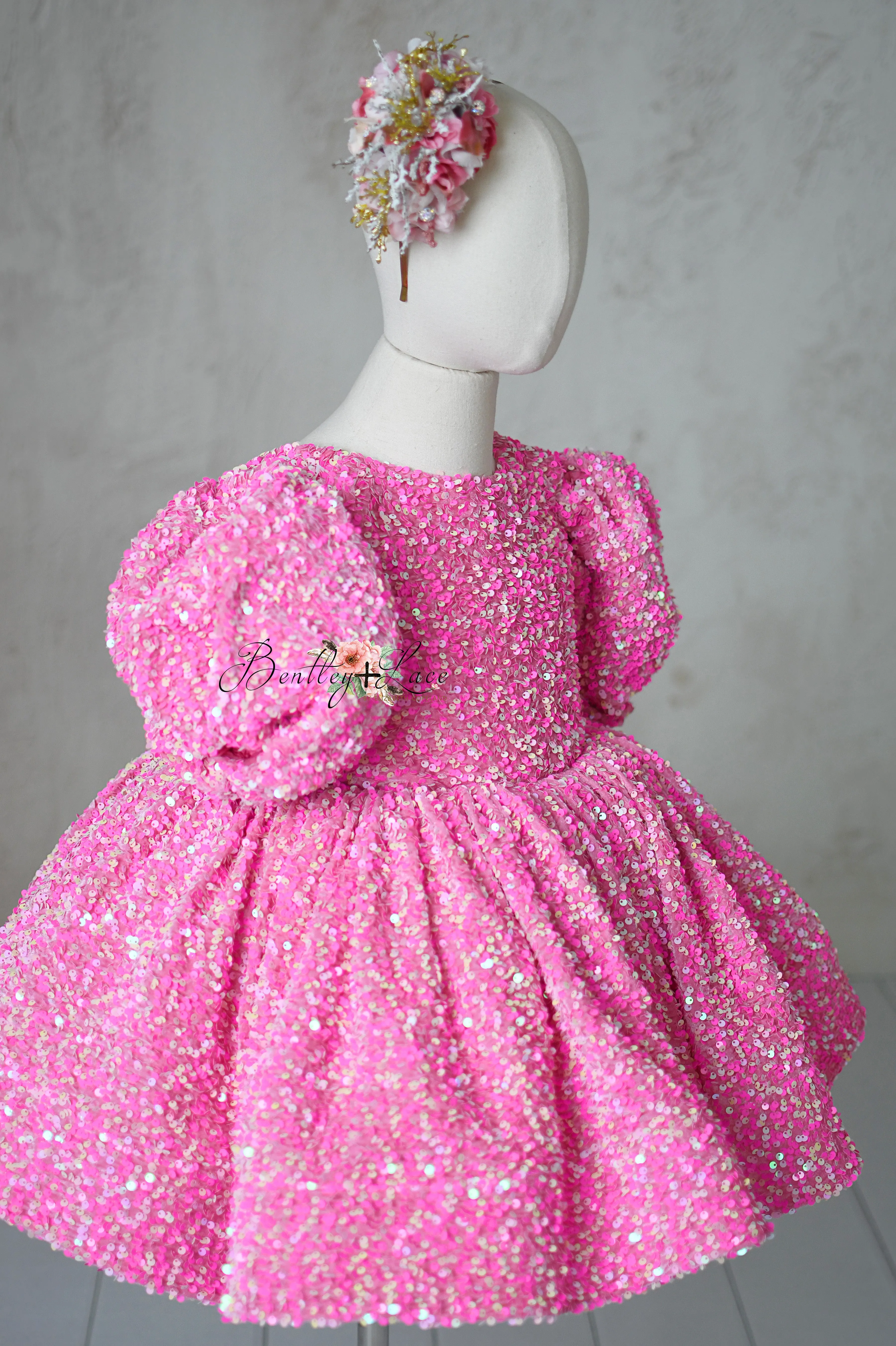 "Retro" Pink Candy Petal  Length Dress (6 year- 7 year)