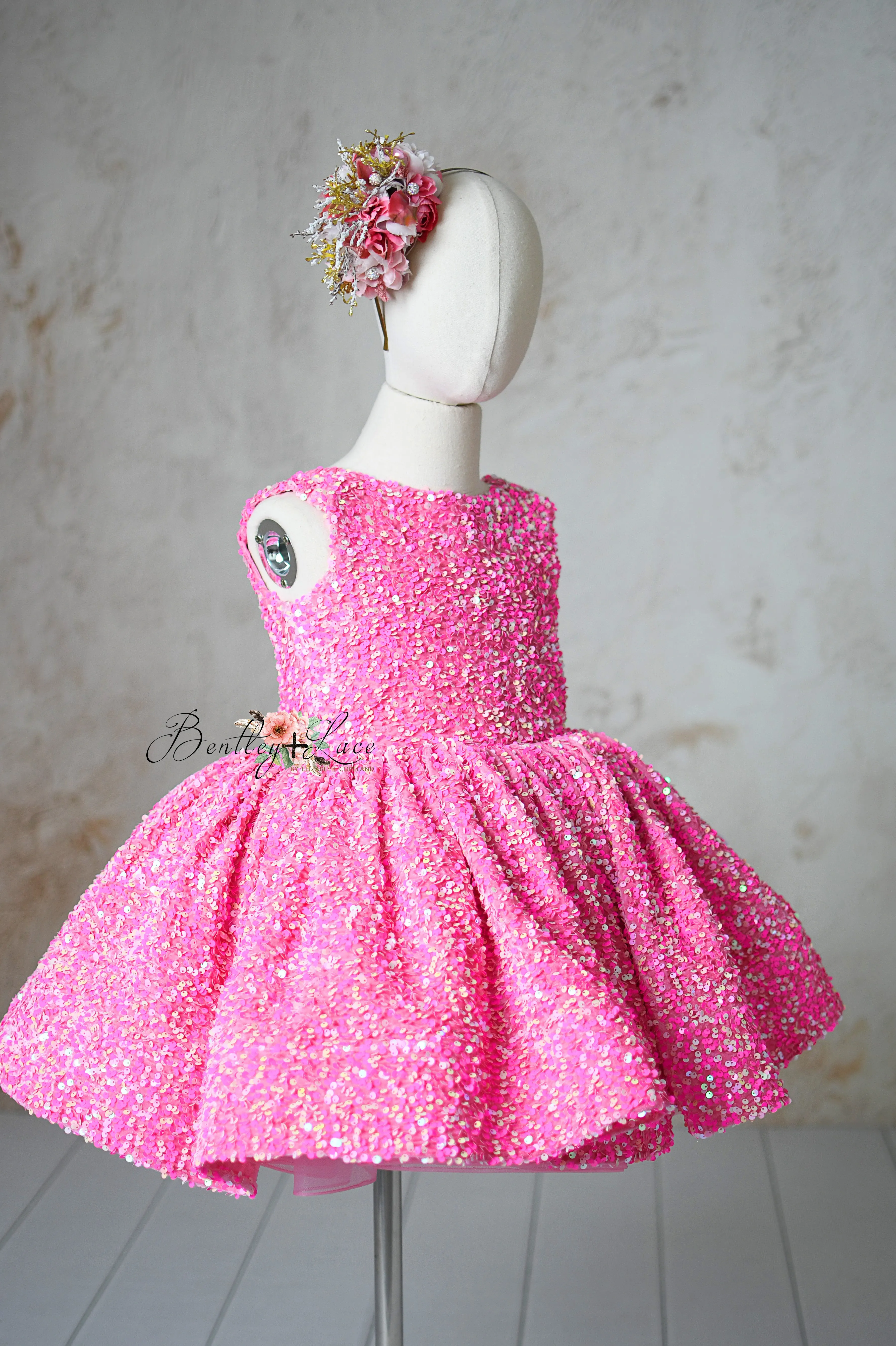 "Retro" Pink Candy Petal  Length Dress (6 year- 7 year)