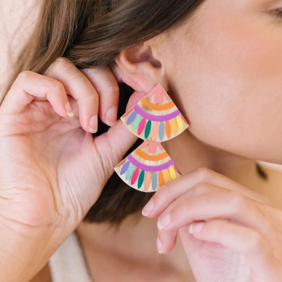 Rainbow Double Tile Earrings